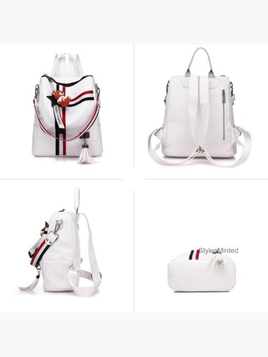 Faux Leather Travel Backpack Daypack with Tassel Women Handbags Casual main image 4